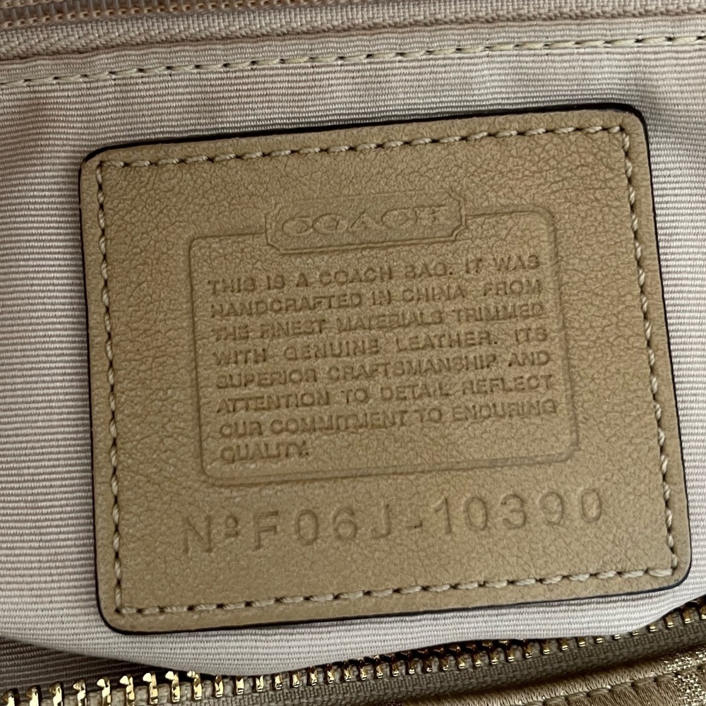 COACH Signature beaded Shoulder bag tote handbag beige gold canvas F06J-10390 - Picture 9 of 10